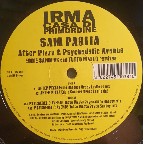 Sam Paglia - After Pizza & Psychedelic Avenue - Used Vinyl Record 12" image 3