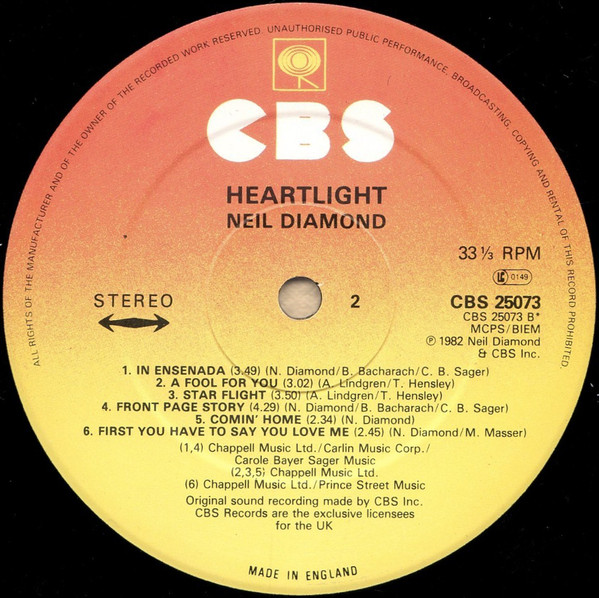 Neil Diamond - Heartlight - Used Vinyl Record image 4