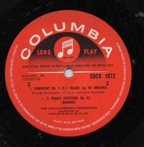Johannes Brahms - Symphony No. 3 In F & Tragic Overture - Used Vinyl image 1