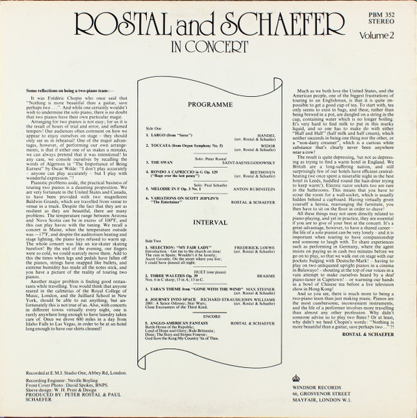Rostal & Schaefer - In Concert Volume Two - Used Vinyl Record image 2