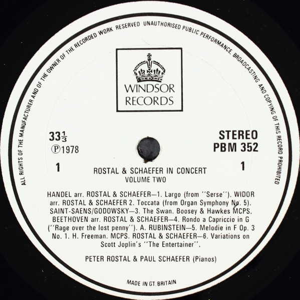 Rostal & Schaefer - In Concert Volume Two - Used Vinyl Record image 3