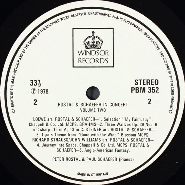 Rostal & Schaefer - In Concert Volume Two - Used Vinyl Record image 4