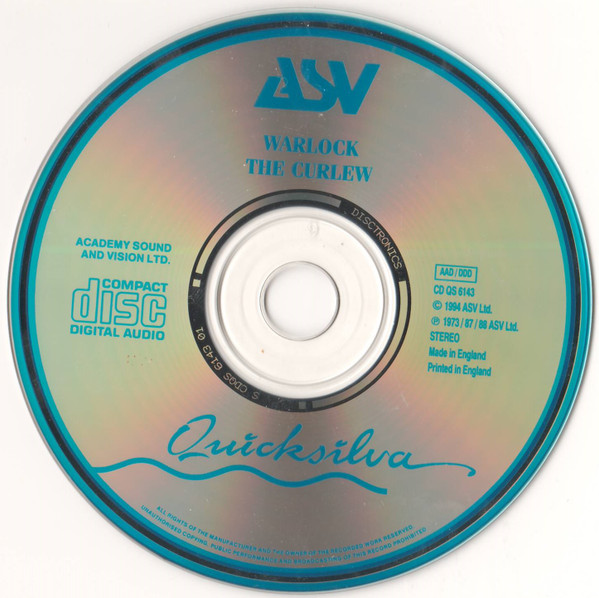 Peter Warlock - Curlew • 12 Songs • Capriol Suite - Used CD image 3