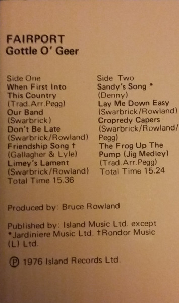 Fairport Convention - Gottle O'Geer - Used Cassette image 4
