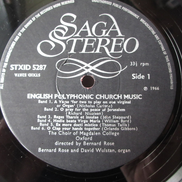 Magdalen College Cho - English Polyphonic Church Music - Used Vinyl image 3