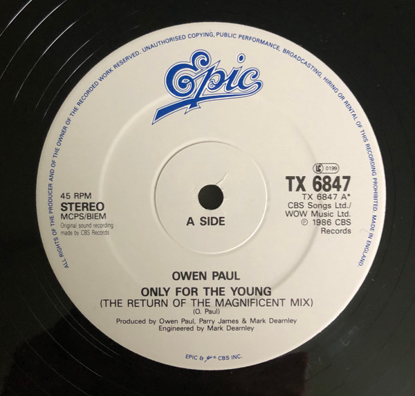 Owen Paul - Only For The Young - Used Vinyl Record 12" image 3