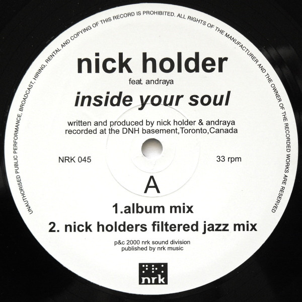 Nick Holder - Inside Your Soul - Used Vinyl Record 12" image 3
