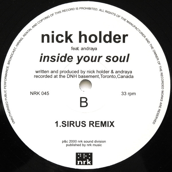 Nick Holder - Inside Your Soul - Used Vinyl Record 12" image 4