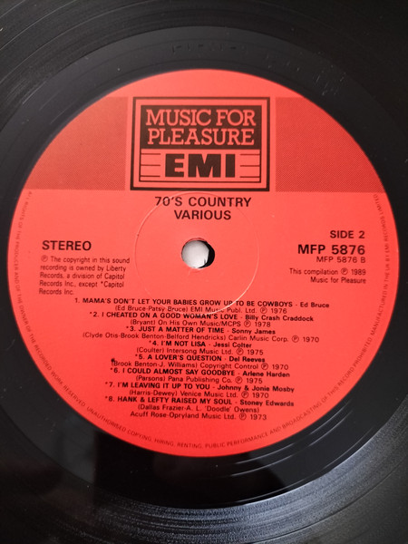 Various - 70's Country - Used Vinyl Record image 3