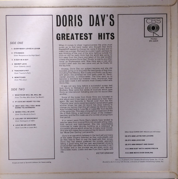Doris Day - 's Greatest Hits - Used Vinyl Record image 2