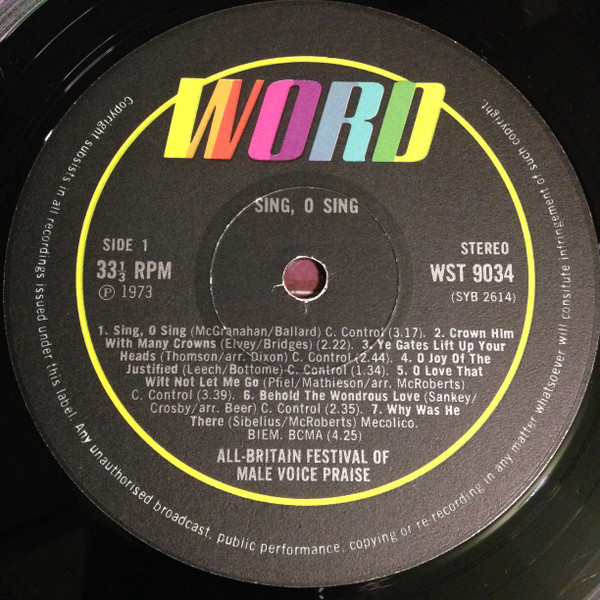 All-Britain Festival - Sing, O Sing - Used Vinyl Record image 3