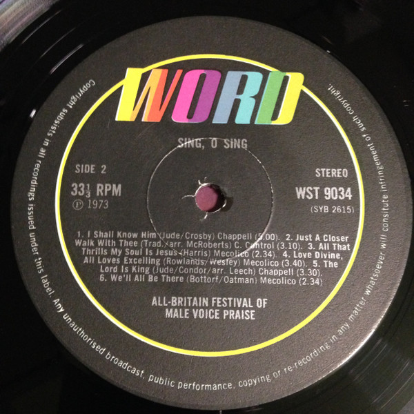 All-Britain Festival - Sing, O Sing - Used Vinyl Record image 4