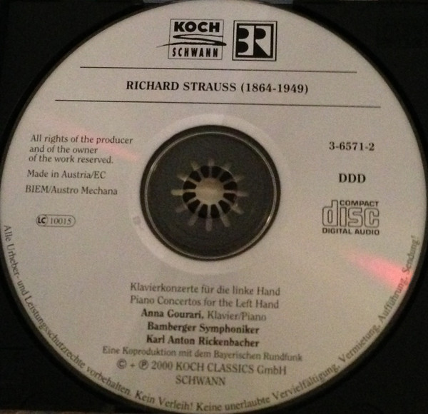 Richard Strauss - Klavierkonzerte Für Die Linke Hand - Used CD image 3
