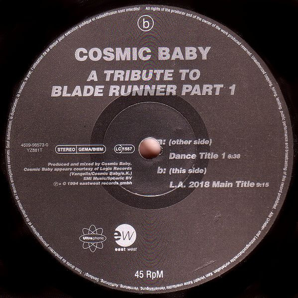 Cosmic Baby - A Tribute To Blade Runner Part 1 - Used Vinyl Record 12 image 3