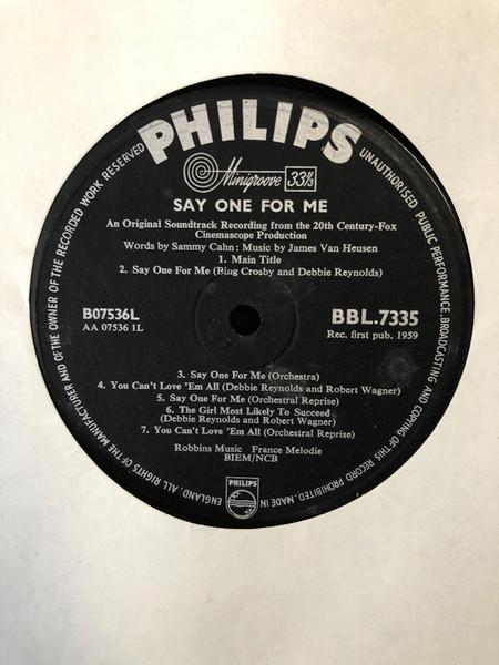 Various - Say One For Me (An Original Sound Track Recording) - Used image 3