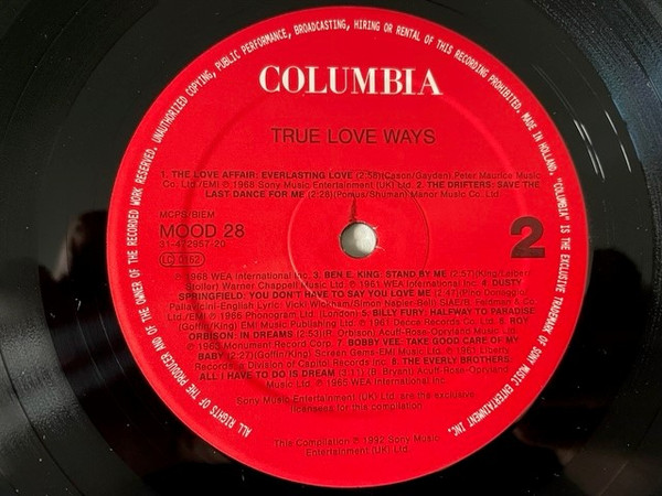 Various - True Love Ways - 17 Top Ten Hits From A Golden Era Of Pop - Us image 3