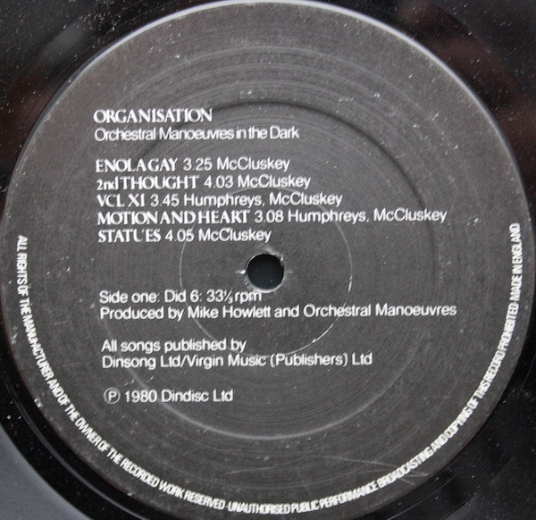 Orchestral Manoeuvre - Organisation - Used Vinyl Record image 3