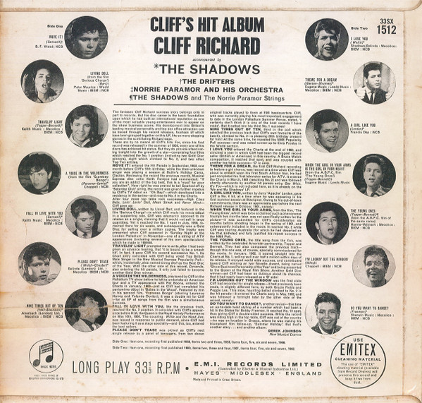 Cliff Richard - Cliff's Hit Album - Used Vinyl Record image 2