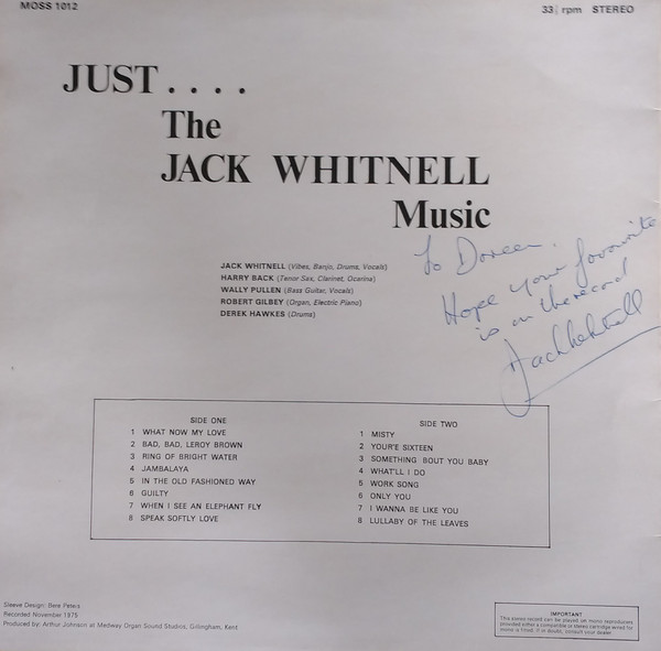 Jack Whitnell - Just....The Music - Used Vinyl Record image 2