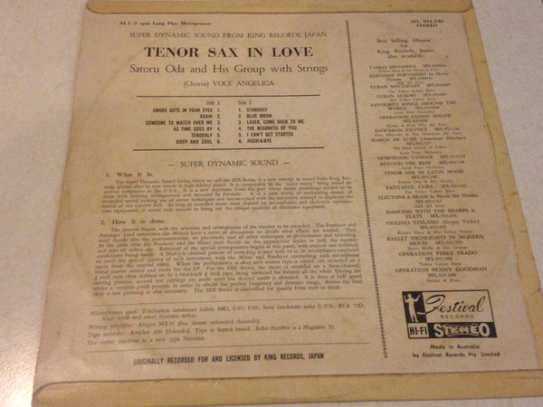 Satoru Oda & His Gro - Tenor Sax In Love - Used Vinyl Record image 2