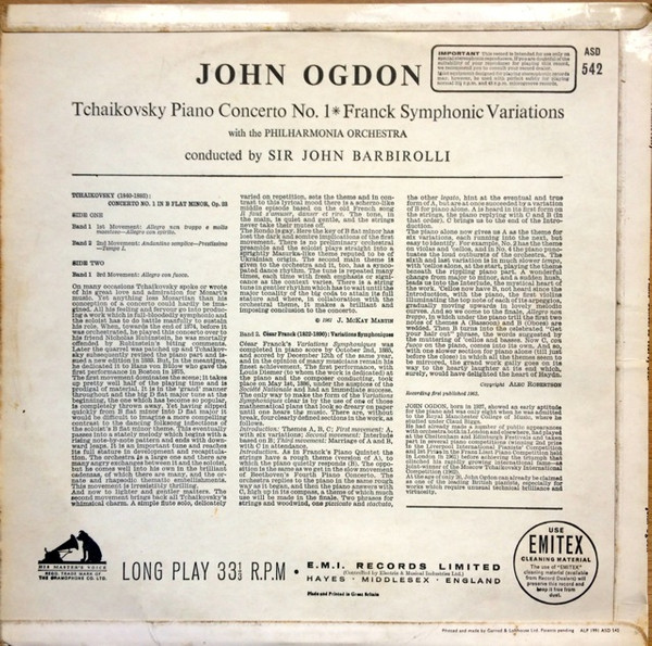 Pyotr Ilyich Tchaiko - Piano Concerto No. 1 / Symphonic Variations - image 2