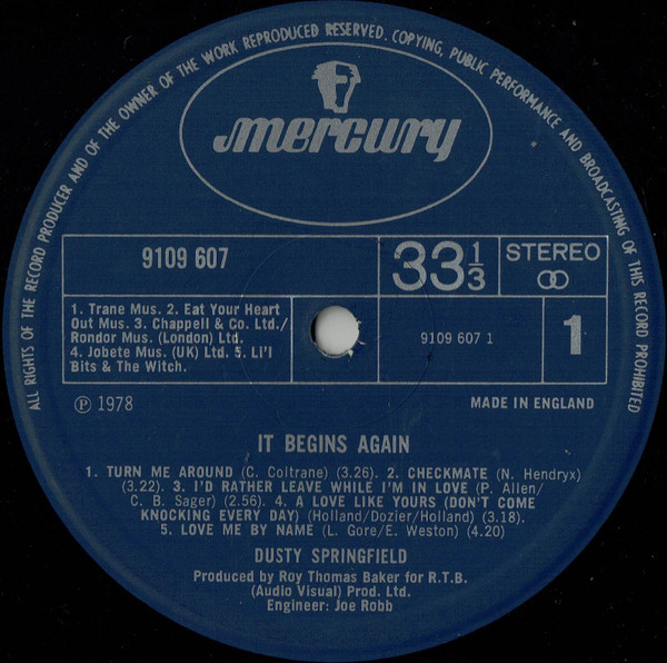 Dusty Springfield - It Begins Again.... - Used Vinyl Record image 3