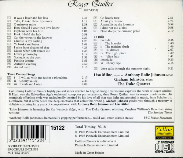 Roger Quilter - English Song Series Vol.5 - Used CD image 2