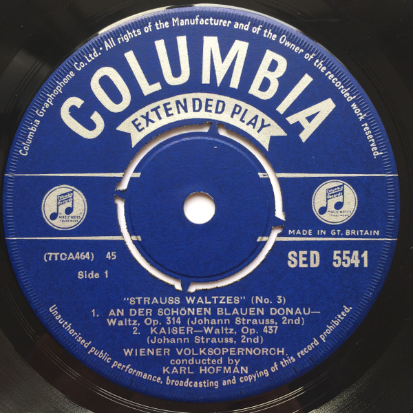 Wiener Volksopernorc - Strauss Waltzes (No. 3) - Used Vinyl Record 7" image 3