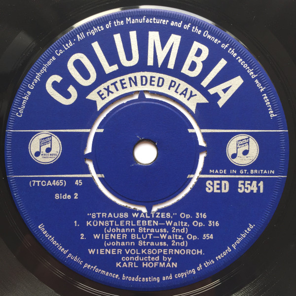 Wiener Volksopernorc - Strauss Waltzes (No. 3) - Used Vinyl Record 7" image 4