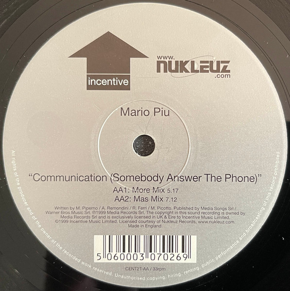 Mario Più - Communication (Somebody Answer The Phone) - Used Vinyl R image 4