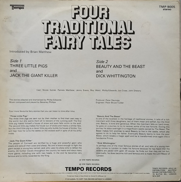 Unknown Artist - Four Traditional Fairy Tales - Used Vinyl Record image 2
