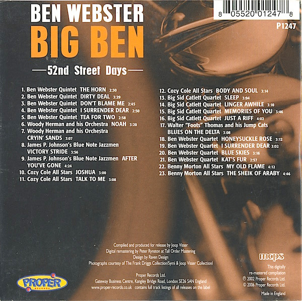 Ben Webster - 52nd Street Days - Used CD image 2
