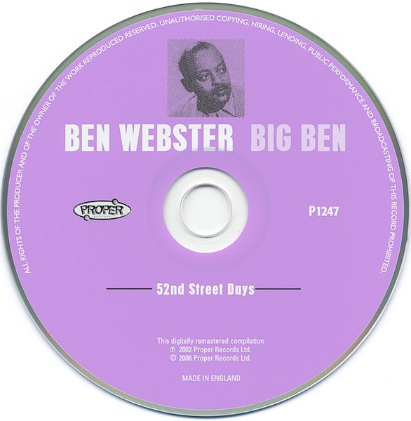 Ben Webster - 52nd Street Days - Used CD image 3