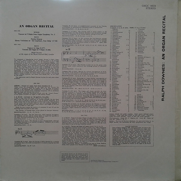 Ralph Downes - Organ Of The Royal Festival Hall - Used Vinyl Record l image 2