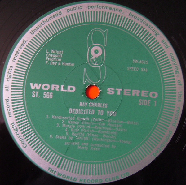 Ray Charles - Dedicated To You - Used Vinyl Record image 3