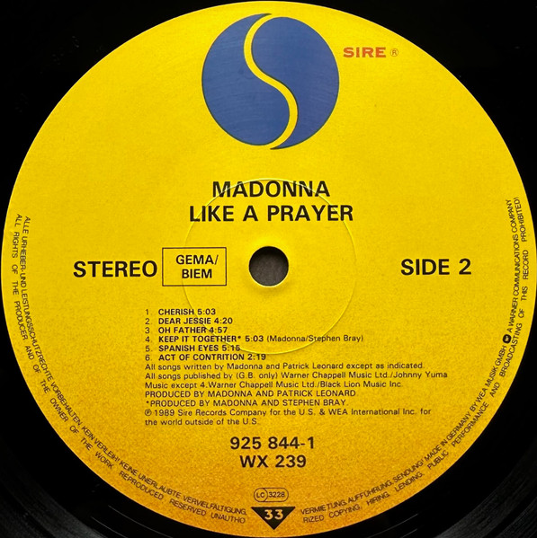 Madonna - Like A Prayer - Used Vinyl Record image 4