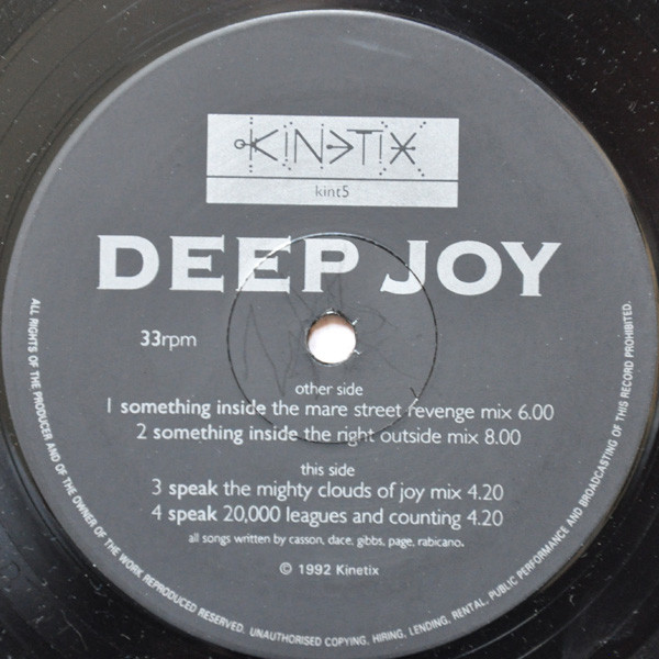 Deep Joy - Something Inside - Used Vinyl Record 12" image 4