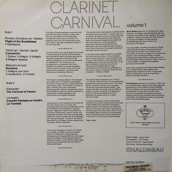 Mark Walton - Clarinet Carnival Volume 1 - Used Vinyl Record image 2