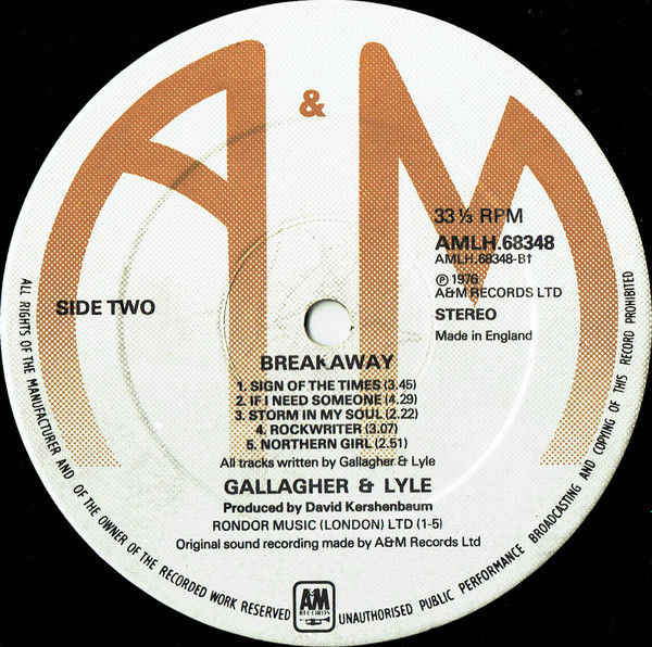 Gallagher & Lyle - Breakaway - Used Vinyl Record image 4