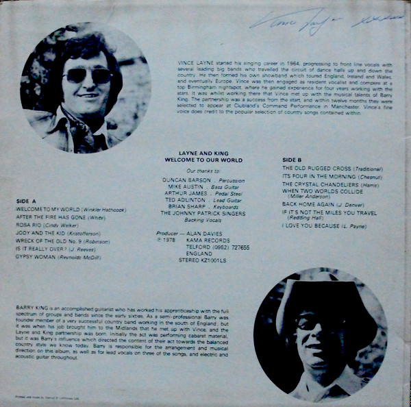 Layne And King - Welcome To Our World - Used Vinyl Record image 2