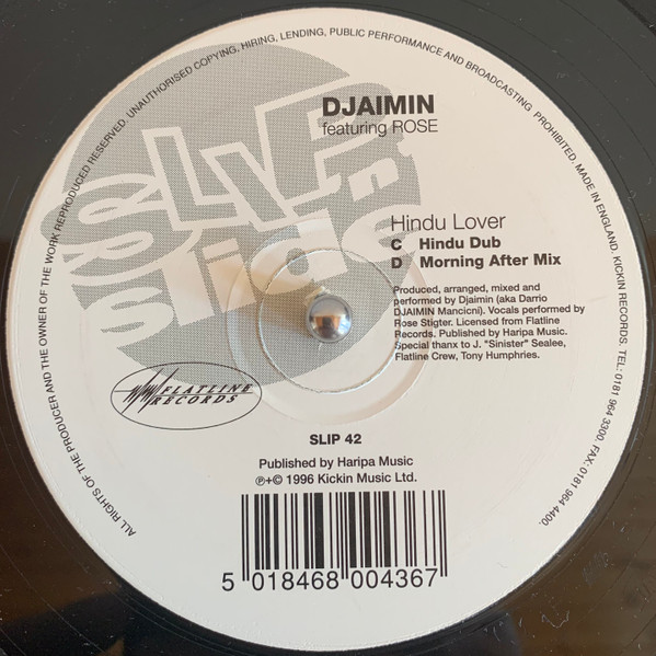 Djaimin - Hindu Lover - Used Vinyl Record 12" image 2