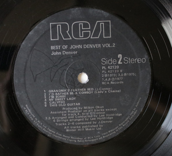 John Denver - Best Of  Volume 2 - Used Vinyl Record image 3