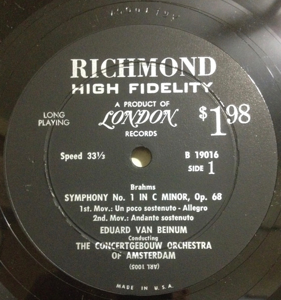 Johannes Brahms - Symphony No. 1 In C Minor, Op. 68 - Used Vinyl Rec image 3
