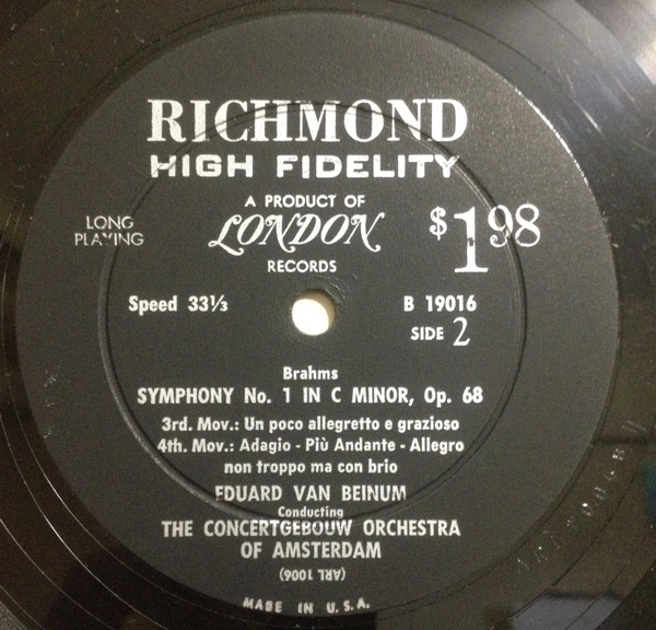 Johannes Brahms - Symphony No. 1 In C Minor, Op. 68 - Used Vinyl Rec image 5