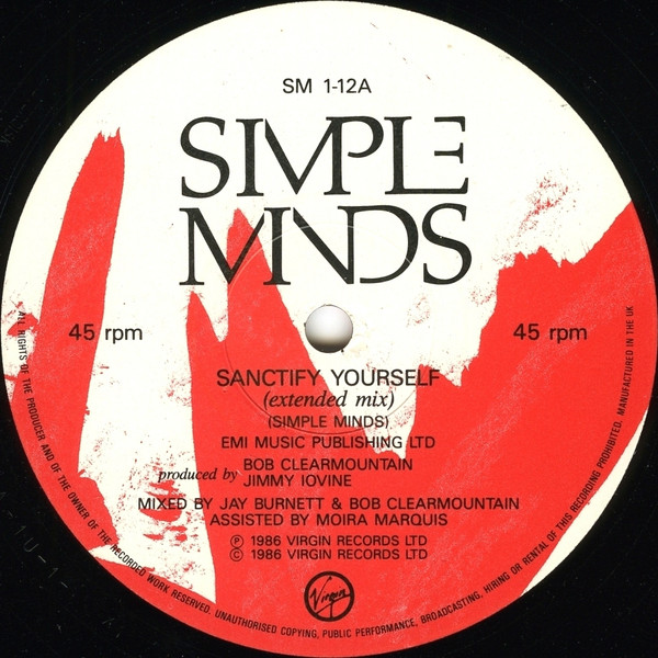 Simple Minds - Sanctify Yourself (Extended Mix) - Used Vinyl Record 12" image 3