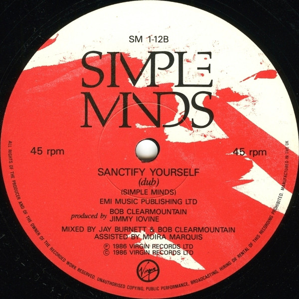Simple Minds - Sanctify Yourself (Extended Mix) - Used Vinyl Record 12" image 4