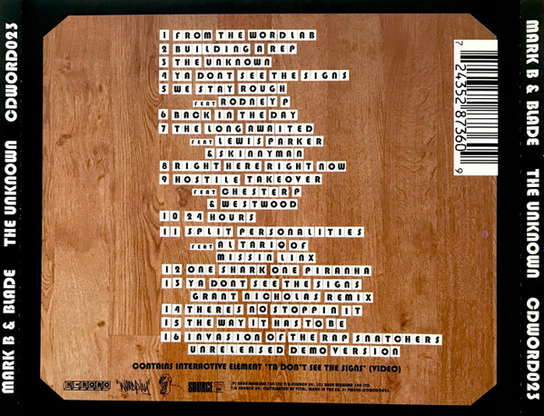 Mark B & Blade - Unknown - Used CD image 2