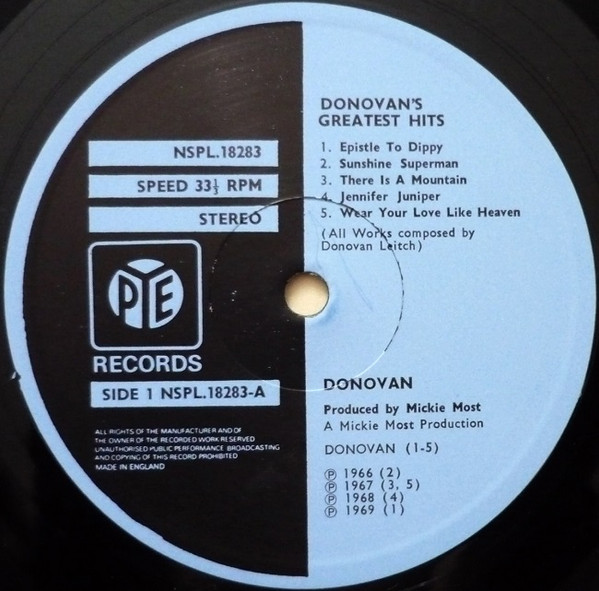 Donovan - 's Greatest Hits - Used Vinyl Record image 3