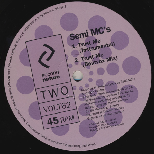 Semi MCs - Trust Me - Used Vinyl Record 12" image 2