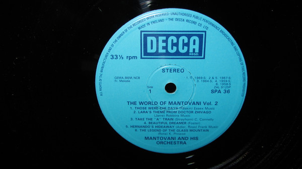 Mantovani And His Or - World Of Mantovani Vol. 2 - Used Vinyl Record image 3